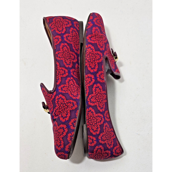 Tory Burch Floral Print Chandra Flats Shoes Patent Piping Padded Insole Sz 9.5 M - Picture 6 of 13